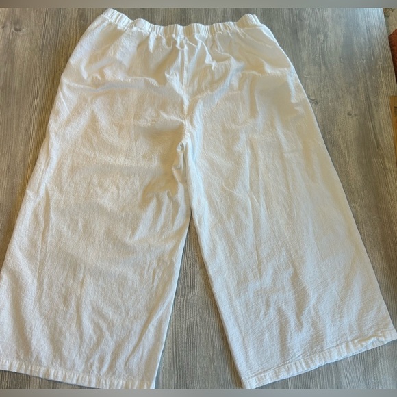SHEIN Curve Plus Size White Wide Leg Pants Lace Trim Down Legs Drawstring 5X 22W - Picture 5 of 13